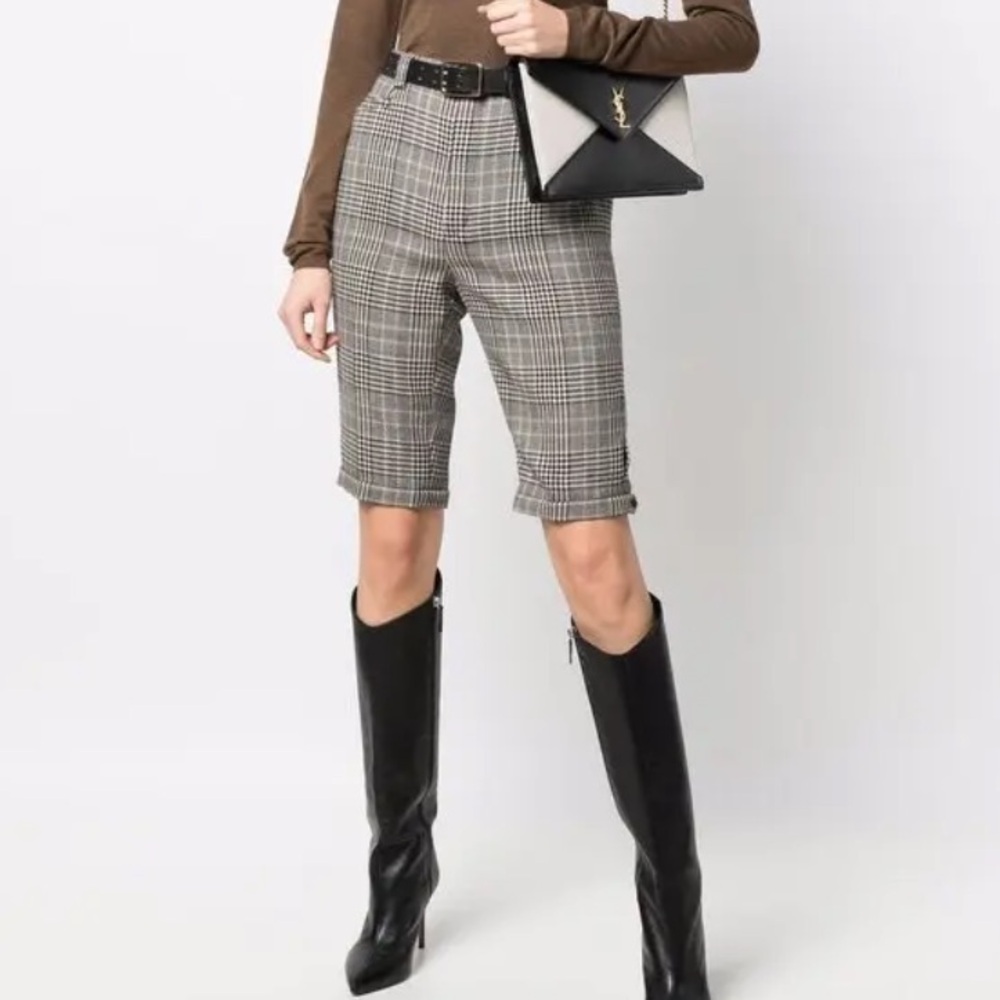 Saint Laurent High-Waisted Wool Silk Checkered Peddle Pushers! Size 2 NWT